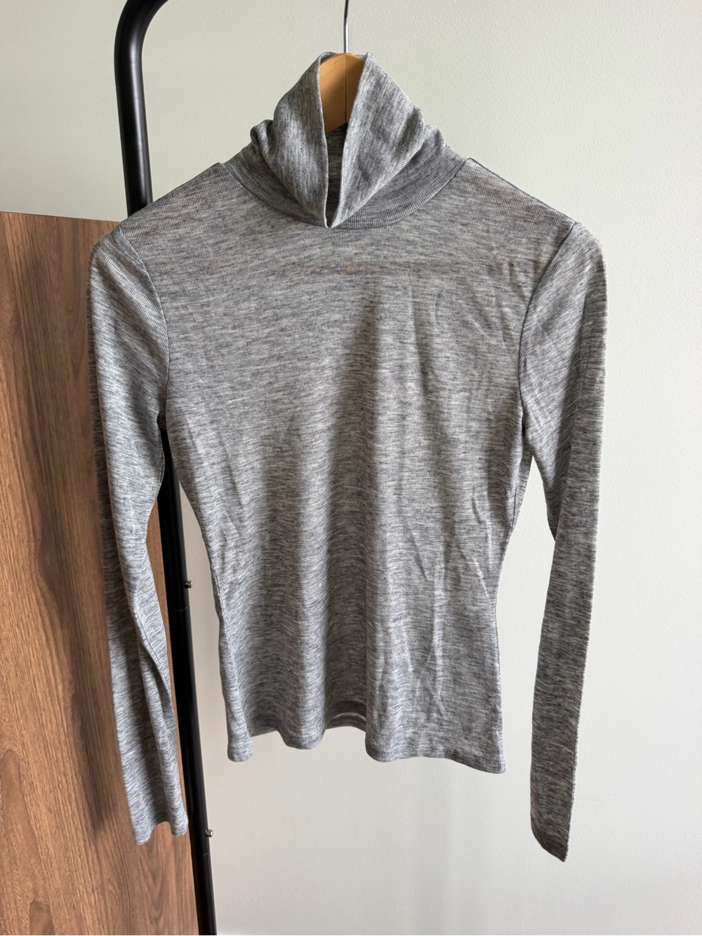 H&M Grey Marled Semi-Sheer Turtleneck Long Sleeve Top Size S NWOT